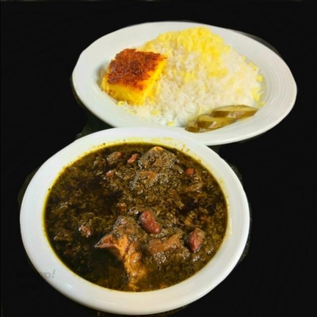 چلو خورشت قورمه سبزی
